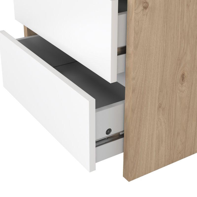 bedside cabinet in white and jackson hickory