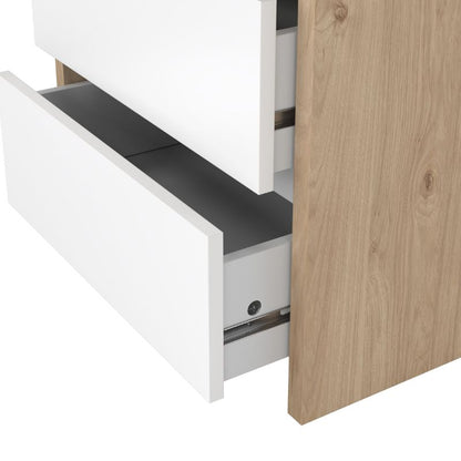 bedside cabinet in white and jackson hickory