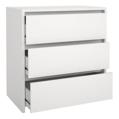 White dresser with multiple drawers on a white background