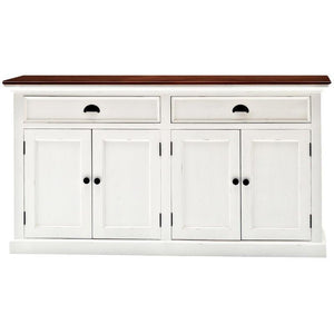 NOVASOLO Halifax Accent Distressed White Sideboard with Wooden Top B127TWD - White Tree Furniture