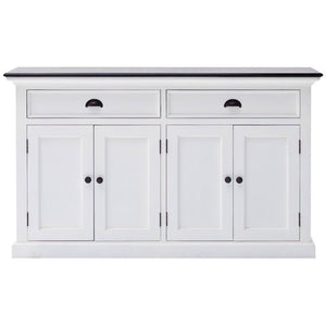 NOVASOLO Halifax Contrast White Sideboard with Black Top B127CT - White Tree Furniture