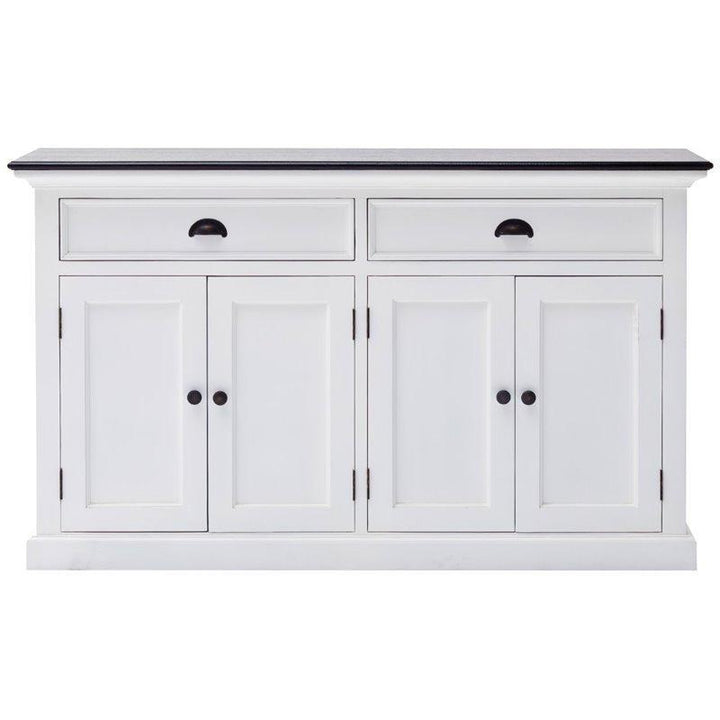 NOVASOLO Halifax Contrast White Sideboard with Black Top B127CT - White Tree Furniture