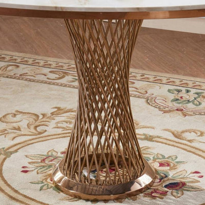 Pescara Marble Oval Console Table w/ Stainless Steel Base - White Tree Furniture