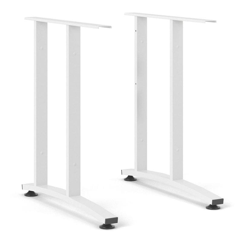 White metal frame of a desk on a white background
