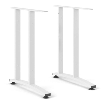 White metal frame of a desk on a white background