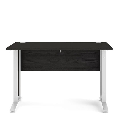 Black desk with white legs on a white background