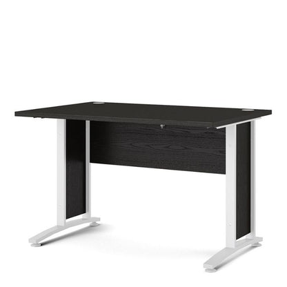 Black desk with white legs on a white background
