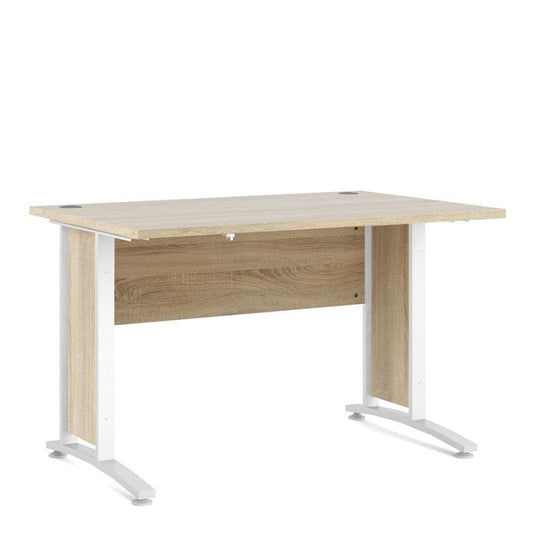 Office Desk 120cm in Oak with White Legs