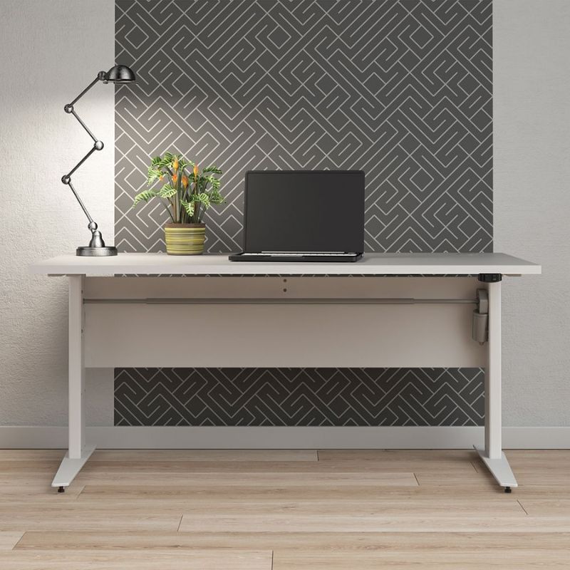 150cm White office desk with adjustable height