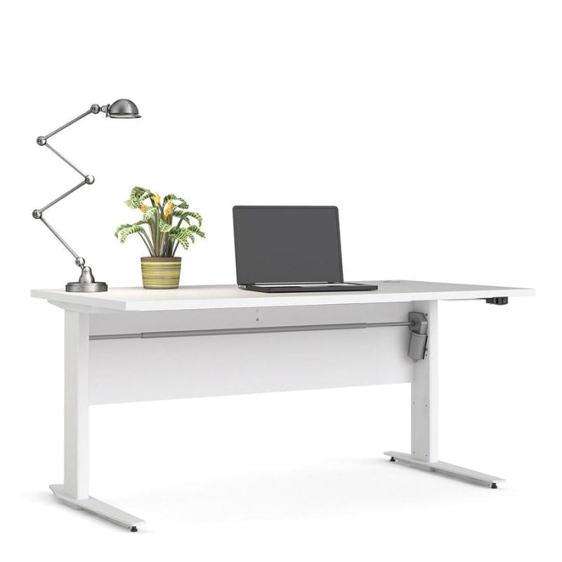 White office desk with adjustable height