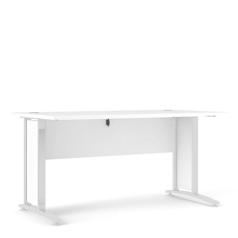 White desk with 150cm on a white background
