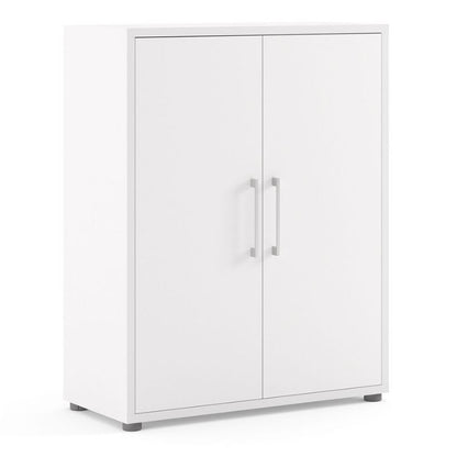 White cabinet with two doors on a white background