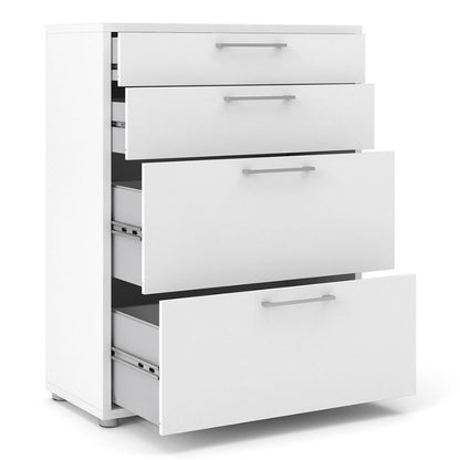 White dresser with multiple drawers on a white background