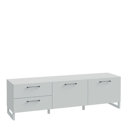 White storage unit with drawers and handles on a white background