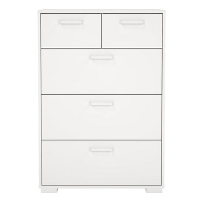 White dresser with multiple drawers on a white background