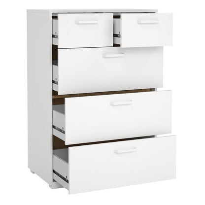 White dresser with multiple drawers on a white background