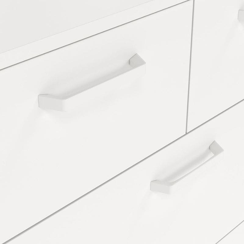 White cabinet handles on a white background