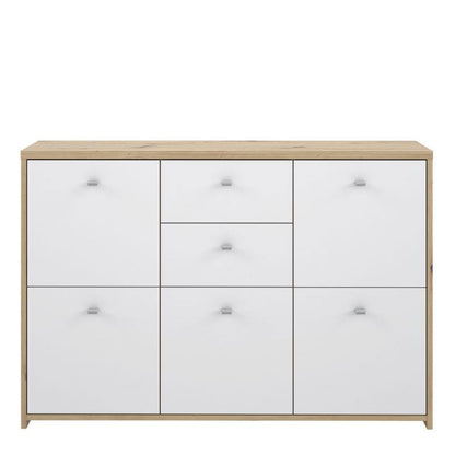Best Chest Storage Cabinet w/ 5 Doors in Oak / White - White Tree Furniture