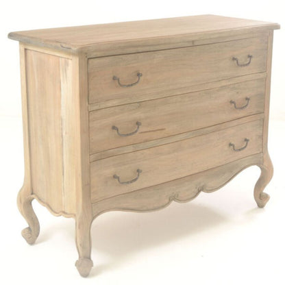 Vintage French Styled Chest of 3 Drawers w/ Cabriole Legs - White Tree Furniture
