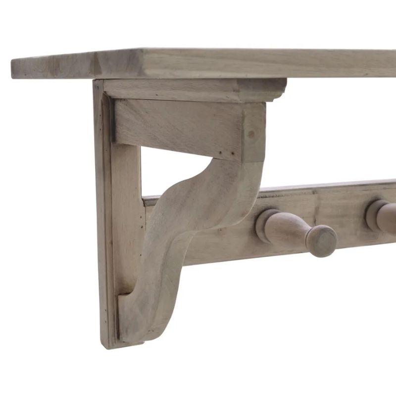Vintage 8 Hook Wall Coat Rack with Shelf 150cm - White Tree Furniture