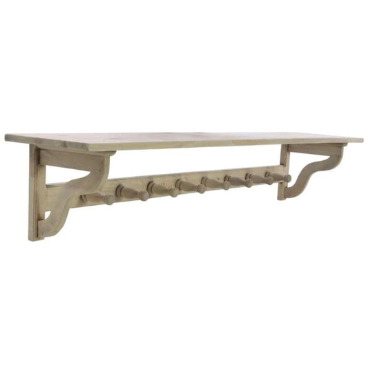 Vintage 8 Hook Wall Coat Rack with Shelf 150cm - White Tree Furniture