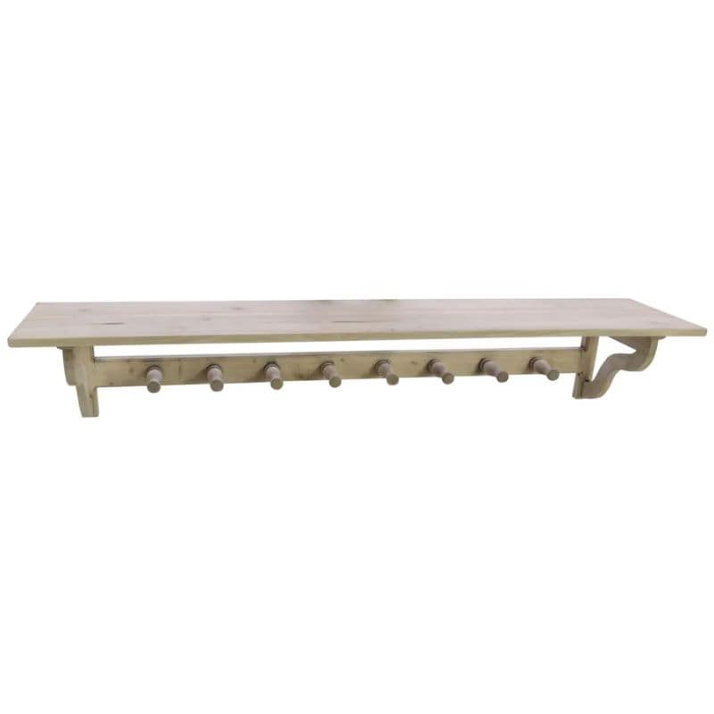Vintage 8 Hook Wall Coat Rack with Shelf 150cm - White Tree Furniture