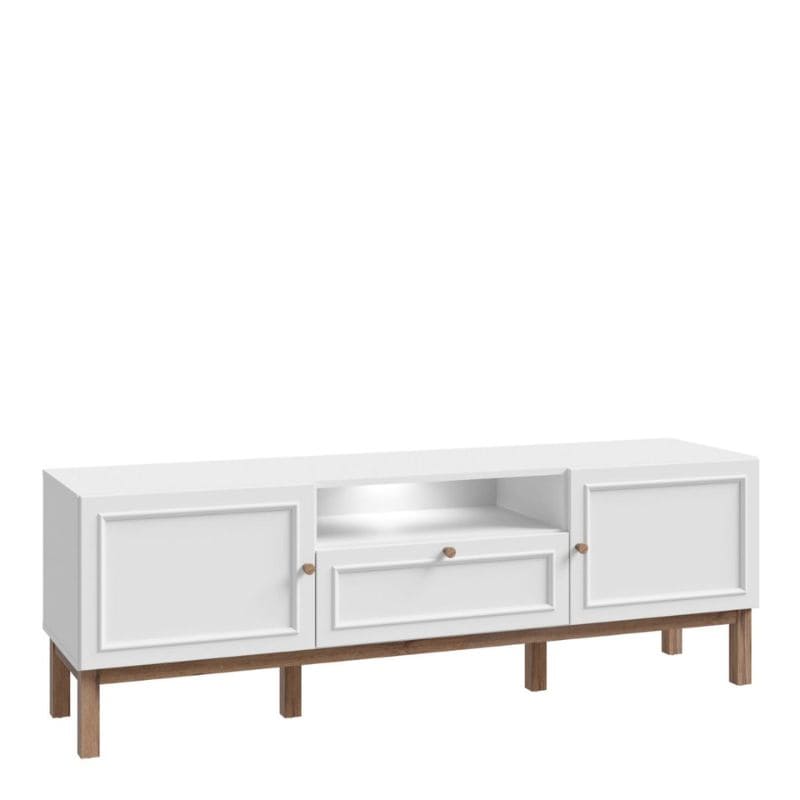 Wensley White & Oak TV Cabinet w/ 2 Doors & 1 Drawer