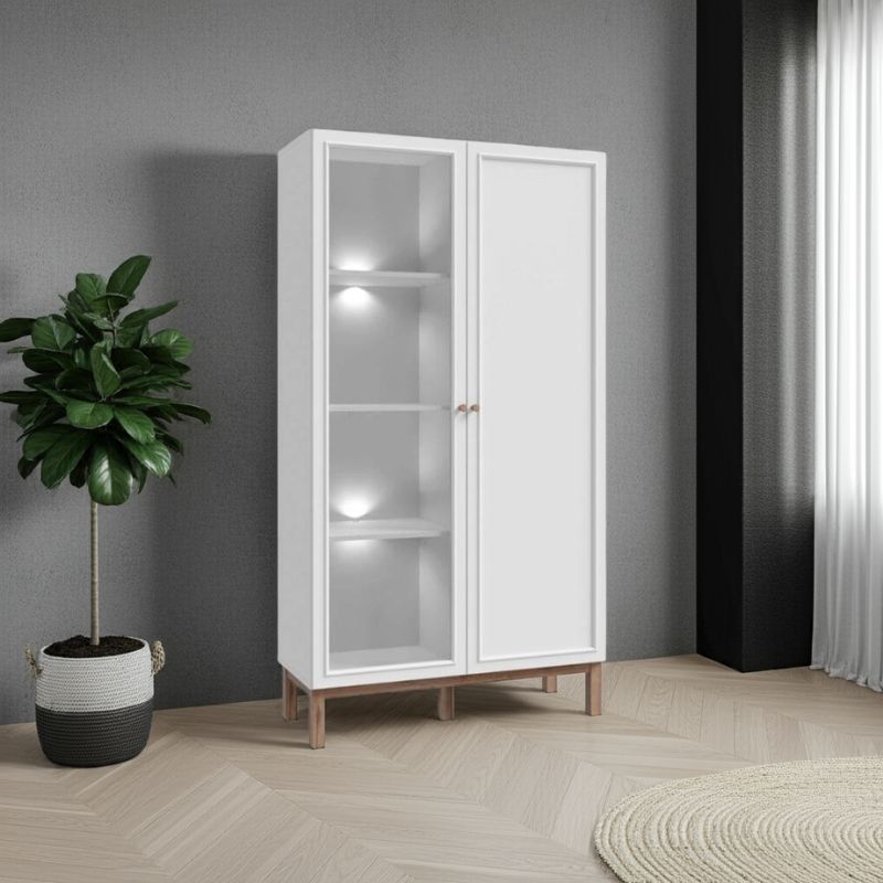 White display cabinet with glass doors
