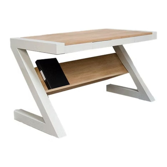 Z Shaped Desk in Painted Pine and Oak