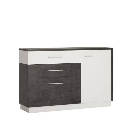 Zingaro White & Black Sideboard w/ 1 Door & 2 Drawers - White Tree Furniture