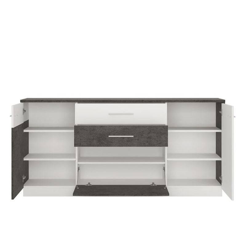 Zingaro White & Black Sideboard w/ 2 Doors & 2 Drawers - White Tree Furniture