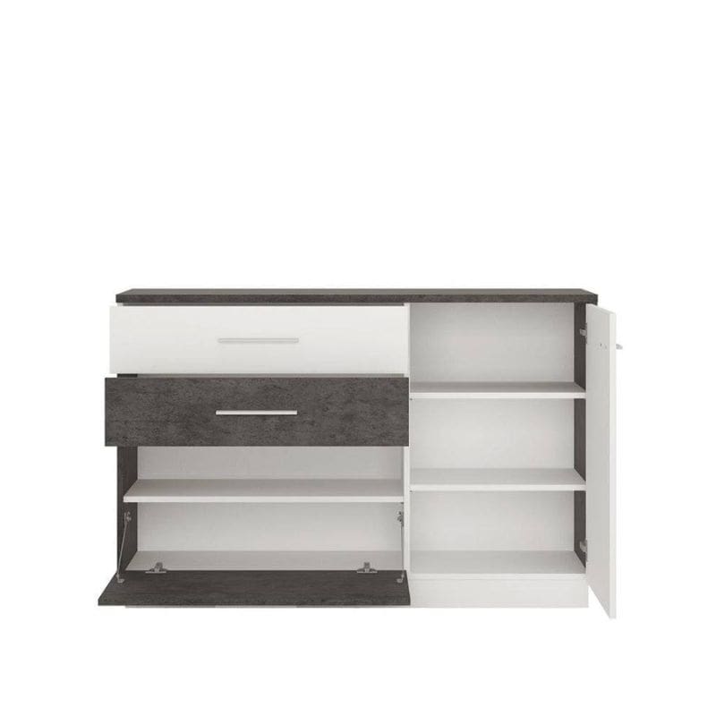 Zingaro White & Black Sideboard w/ 1 Door & 2 Drawers - White Tree Furniture