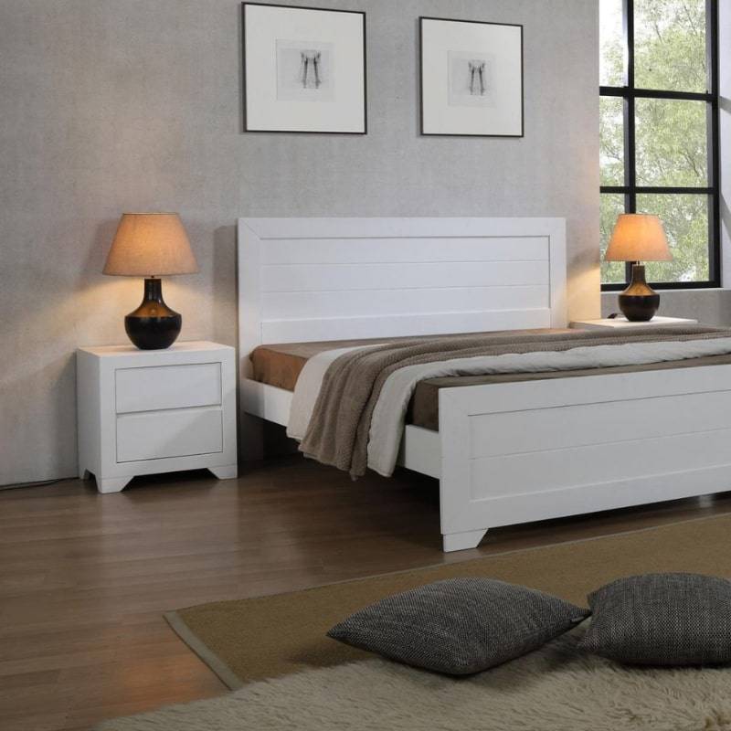 Zircon White Painted 2 Drawer Nightstand - White Tree Furniture