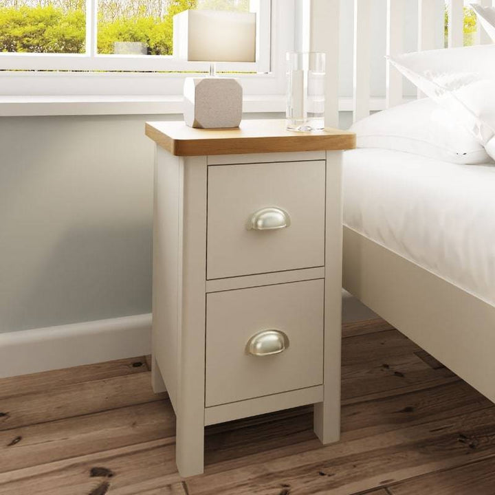 Toulouse Grey Painted Oak 2 Drawer Bedside Cabinet - White Tree Furniture