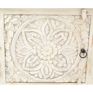 Ancient Mariner Mango Wood Carved Distressed White TV Unit