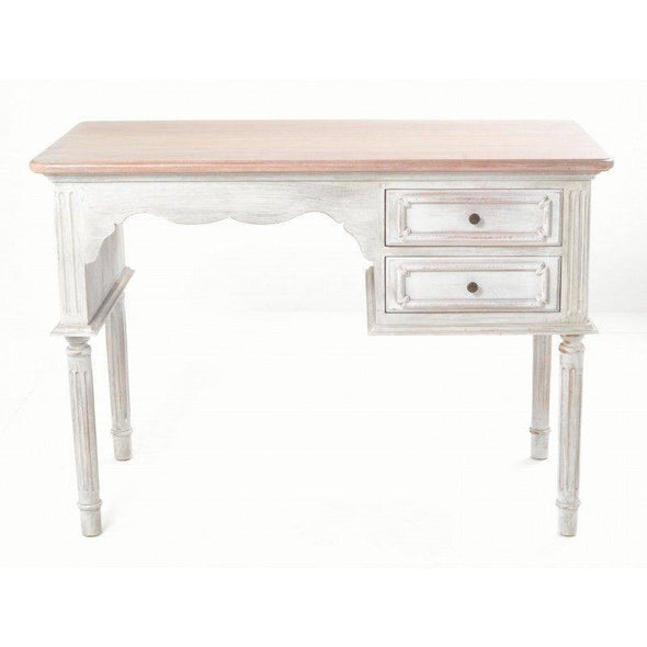 Antique French Styled Distressed White Painted Desk from Ancient Mariner