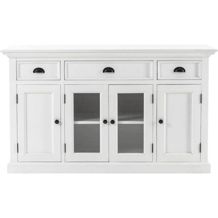 HALIFAX White Kitchen Sideboard Cabinet with Glass Doors B191 - White Tree Furniture