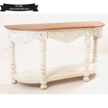 Ancient Mariner Mango Wood Carved Distressed White Console Table