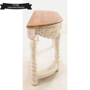 Ancient Mariner Mango Wood Carved Distressed White Console Table