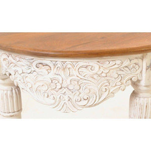 Ancient Mariner Mango Wood Carved Distressed White Console Table