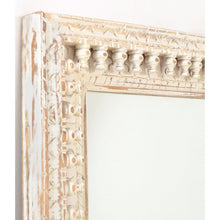 Ancient Mariner Mango Wood Carved Wall Mirror in Distressed White