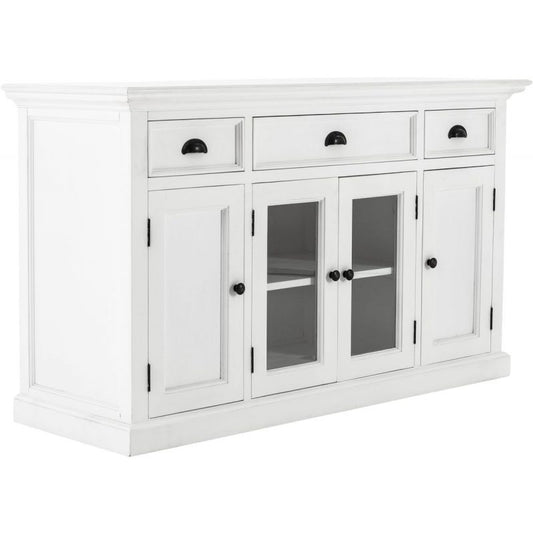 HALIFAX White Kitchen Sideboard Cabinet with Glass Doors B191 - White Tree Furniture