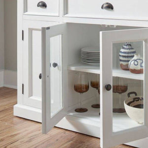 HALIFAX White Kitchen Sideboard Cabinet with Glass Doors B191 - White Tree Furniture