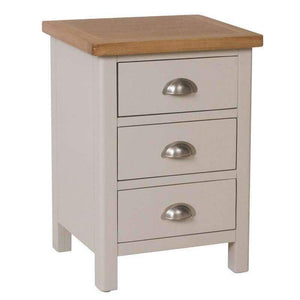 Toulouse Grey Painted Oak 3 Drawer Bedside Cabinet - White Tree Furniture
