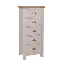 Toulouse Grey Painted Oak Narrow Tallboy - White Tree Furniture