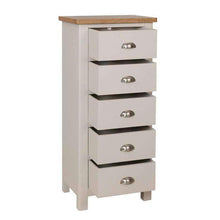 Toulouse Grey Painted Oak Narrow Tallboy - White Tree Furniture