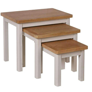 Toulouse Grey Painted Oak Nest of 3 Tables - White Tree Furniture