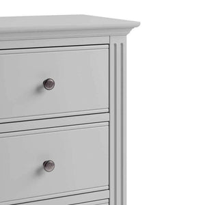 Alsace Grey Painted 5 Drawer Tallboy - White Tree Furniture