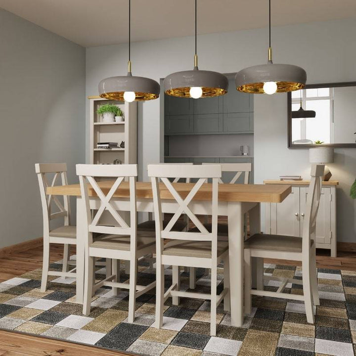 Grey Painted Oak Extending Dining Table 120cm - White Tree Furniture