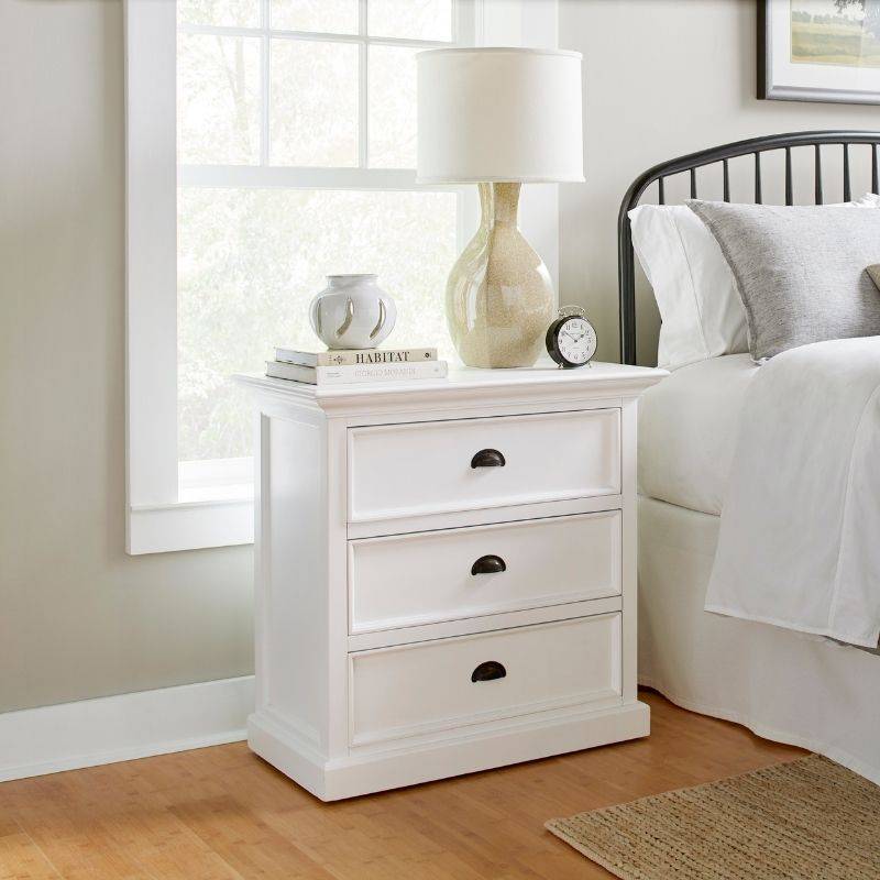 Nova Solo Halifax Grand White Painted Bedside Drawer Unit CA599L - White Tree Furniture